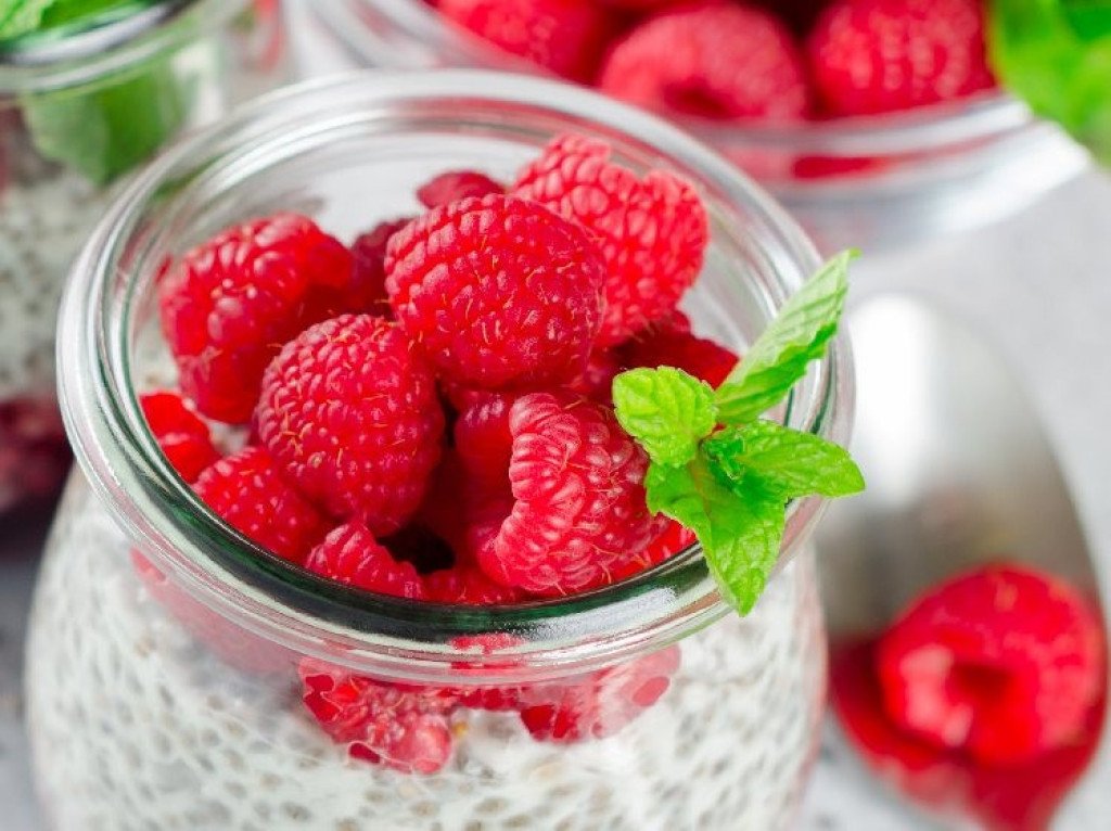 Chia puding s malinami