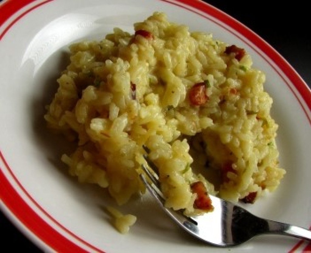 Ryža carbonara so slaninkou
